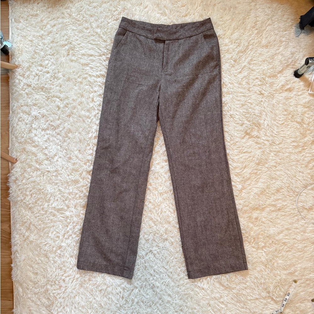 Brandy Melville Brown Wool-Blend Straight Leg Pants